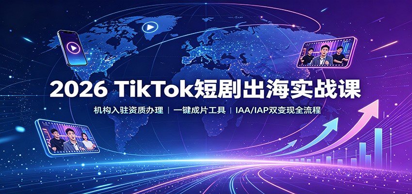 2026 TikTok短剧出海实战课：机构入驻资质办理，一键成片工具，IAA/IAP双变现全流程-孔明聊项目