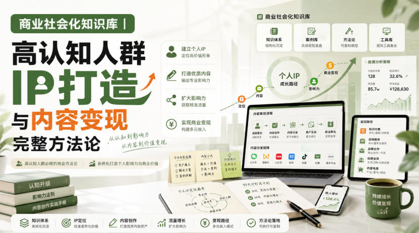 商业社会化知识库｜高认知人群IP打造与内容变现完整方法论【文档】-孔明聊项目