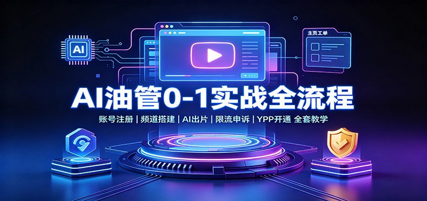 AI油管0-1实战：账号注册频道搭建，AI出片，限流申诉，YPP开通全套教学-孔明聊项目
