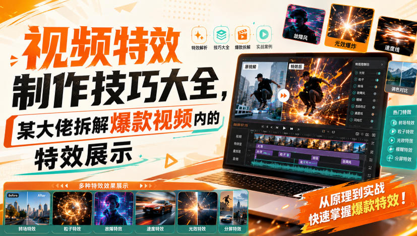 视频特效制作技巧大全，某大佬拆解爆款视频内的特效展示-孔明聊项目