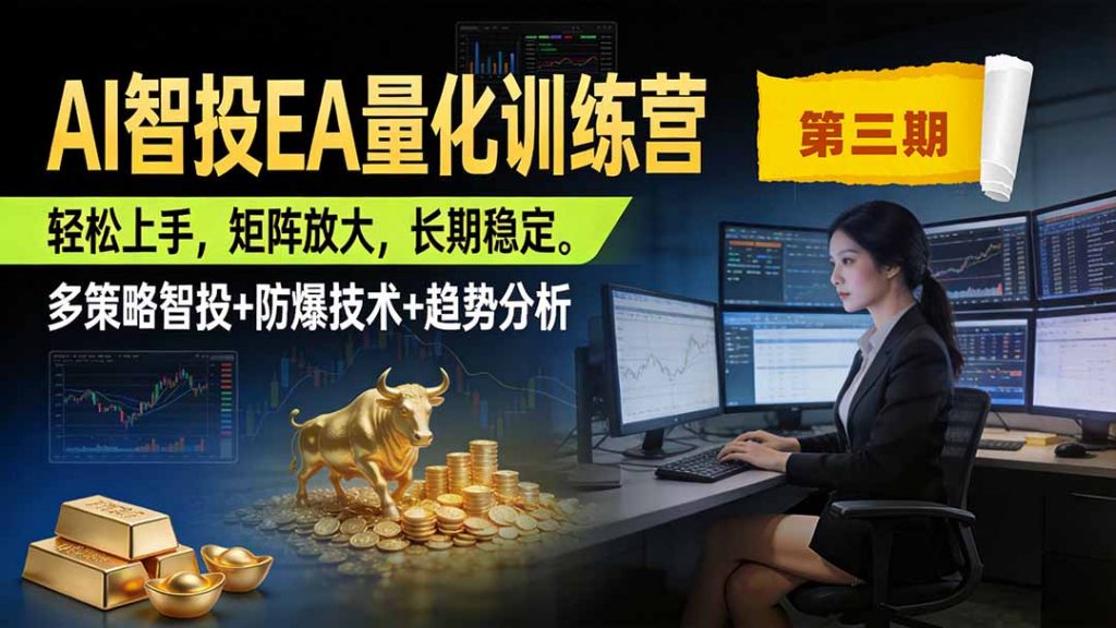 AI智投EA量化训练营第三期，多策略智投+防爆技术+趋势分析 ，小白轻松上手，矩阵放大，长期稳定，日入500U。-孔明聊项目