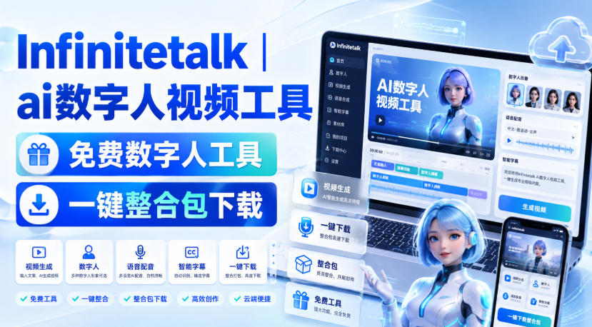 Infinitetalk丨ai数字人视频工具，免费数字人工具，一键整合包下载-孔明聊项目
