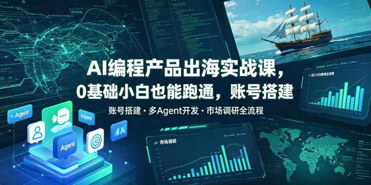 AI编程产品出海实战课，0基础小白也能跑通，账号搭建・多Agent开发・市场调研全流程，月入千刀跨境变现教程(更新0822)-孔明聊项目