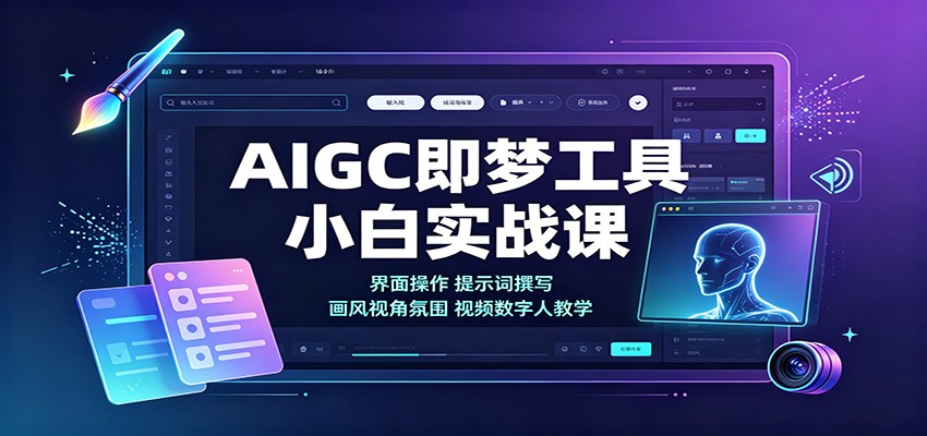 AIGC即梦工具小白实战课：界面操作，提示词撰写，画风视角氛围视频数字人教学-孔明聊项目