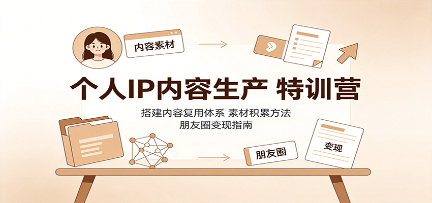 个人IP内容生产特训营：搭建内容复用体系，素材积累方法，朋友圈变现指南-孔明聊项目