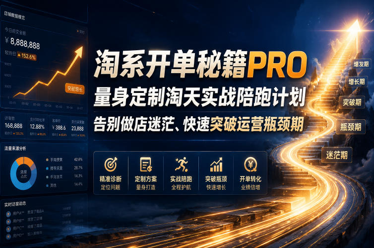 淘系开单秘籍PRO，量身定制淘天实战陪跑计划，告别做店迷茫、快速突破运营瓶颈期(更新260823)-孔明聊项目
