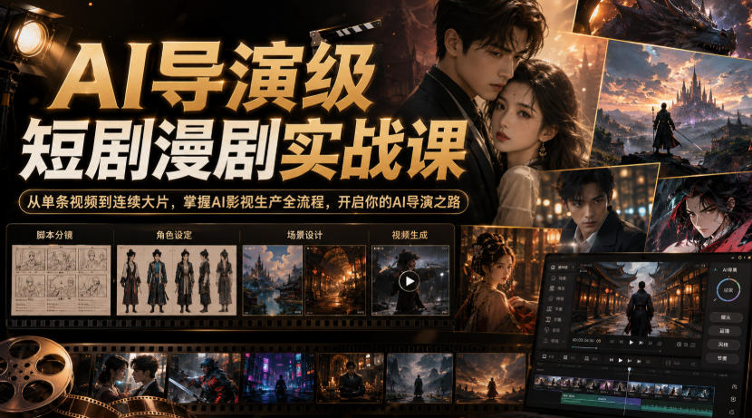 AI导演级短剧漫剧实战课，从单条视频到连续大片，掌握AI影视生产全流程，开启你的AI导演之路!-孔明聊项目