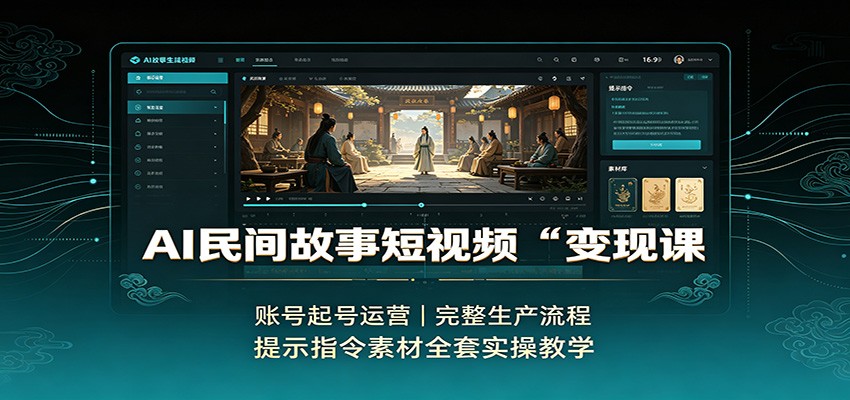 AI民间故事短视频变现课：账号起号运营，完整生产流程，提示指令素材全套实操教学-孔明聊项目