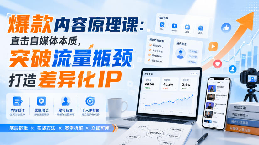 爆款内容原理课：直击自媒体本质，突破流量瓶颈打造差异化IP-孔明聊项目