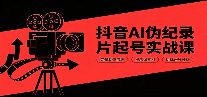 抖音AI伪纪录片起号实战课：完整制作流程，提示词素材，对标账号分析-孔明聊项目
