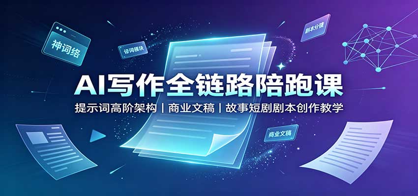 AI写作全链路陪跑课：提示词高阶架构，商业文稿，故事短剧剧本创作教学-孔明聊项目