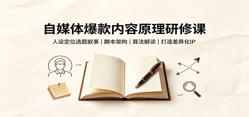 自媒体爆款内容原理研修课：人设定位选题叙事，脚本架构，算法解读打造差异化IP-孔明聊项目