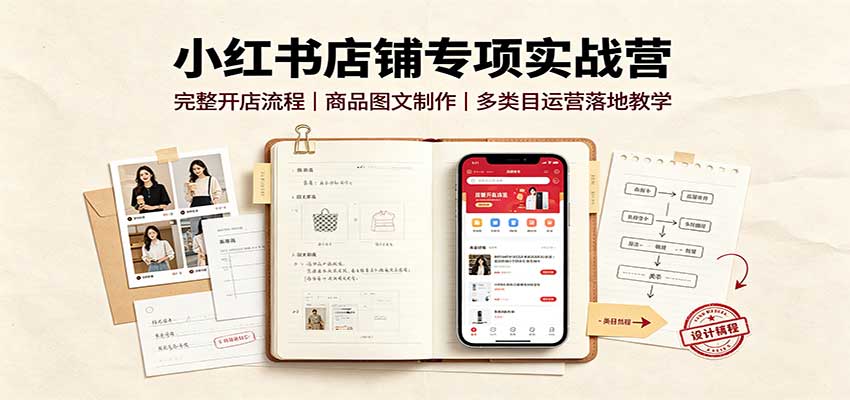 小红书店铺专项实战营：完整开店流程，商品图文制作，多类目运营落地教学-孔明聊项目