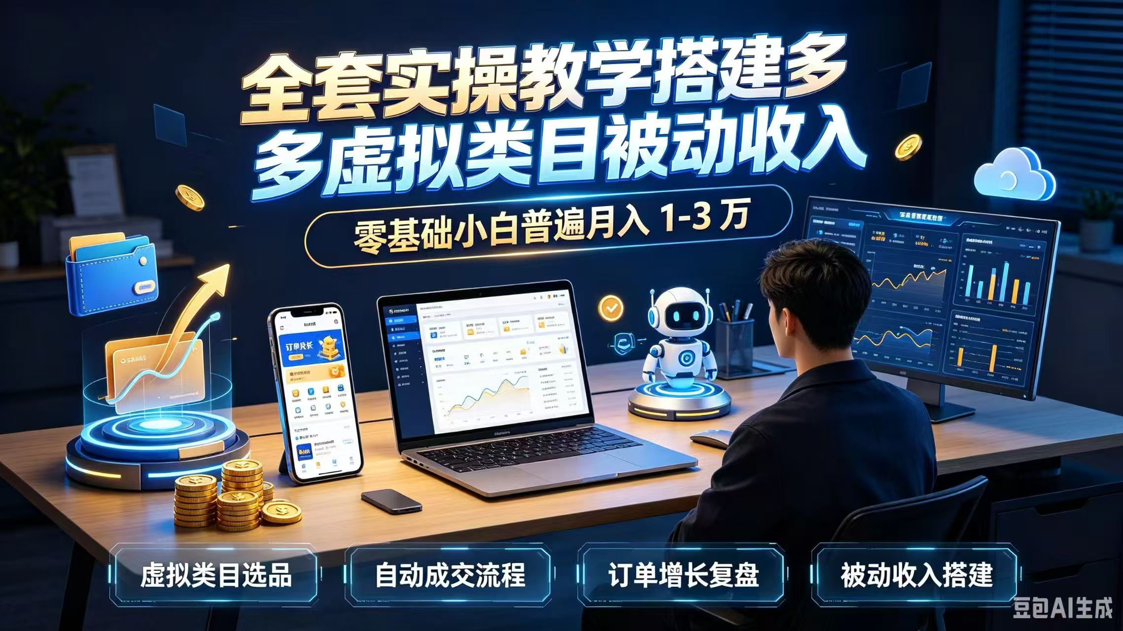 全套实操教学搭建多多虚拟类目被动收入，零基础小白普遍月入 1-3 万-孔明聊项目