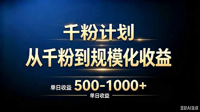 抖音千粉账号计划，从千粉到规模化收益 500-1000+单日收益-孔明聊项目