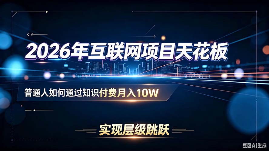 2026年互联网项目天花板：普通人如何通过知识付费月入10W，实现层级跳跃-孔明聊项目
