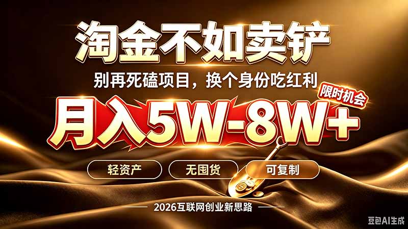别再傻乎乎埋头跑项目！互联网真正赚钱逻辑：做卖铲人，拒绝当韭菜，逆风翻盘月入5-8W+-孔明聊项目