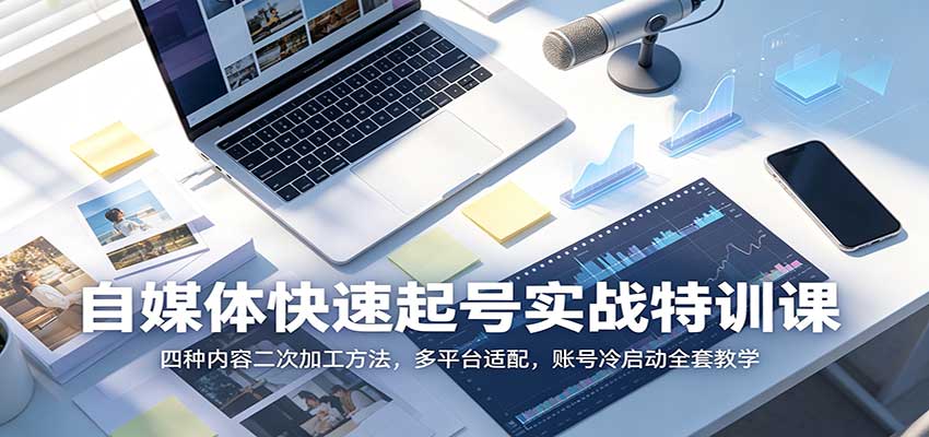 自媒体快速起号实战特训课：四种内容二次加工方法，多平台适配，账号冷启动全套教学-孔明聊项目