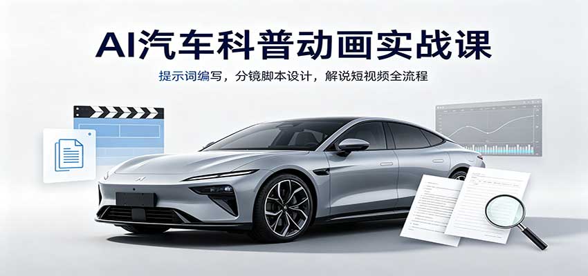 AI汽车科普动画实战课：提示词编写，分镜脚本设计，解说短视频全流程-孔明聊项目