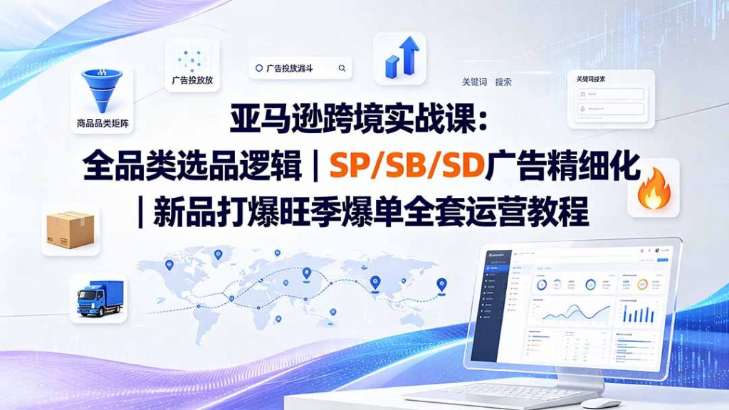 亚马逊跨境实战课-更新8月：全品类选品逻辑｜SP/SB/SD广告精细化｜新品打爆旺季爆单全套运营教程-孔明聊项目