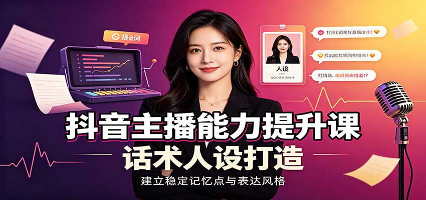抖音主播能力提升课：账号底层逻辑，直播间搭建调试，话术人设打造全套教学-孔明聊项目