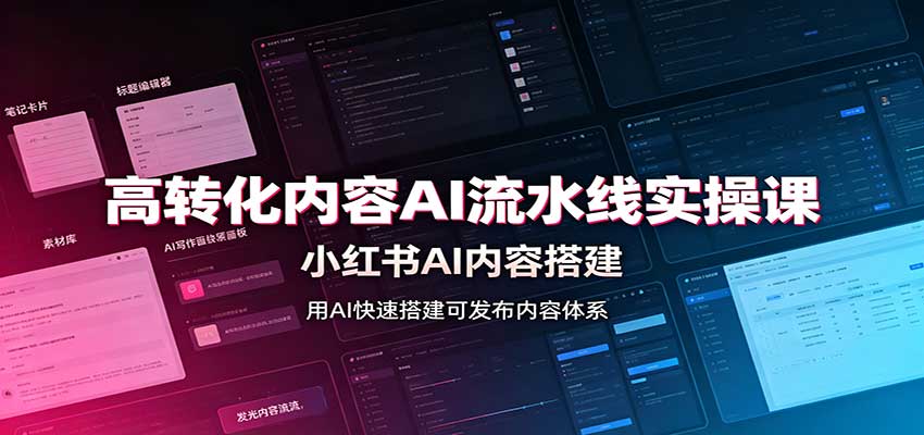 高转化内容AI流水线实操课：小红书AI内容搭建，Skill工具配置，转化内容生产-孔明聊项目