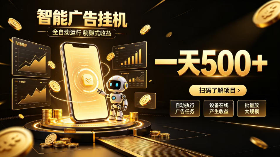 智能广告挂G项目，无需人工值守，全自动躺賺增收，单日收益可达500+【揭秘】-孔明聊项目