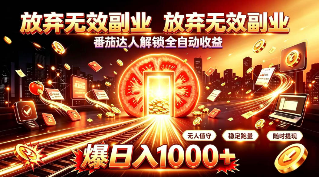 放弃无效副业，番茄达人解锁全自动收益，日入1k+，门槛最低的线上轻资产项目【揭秘】-孔明聊项目