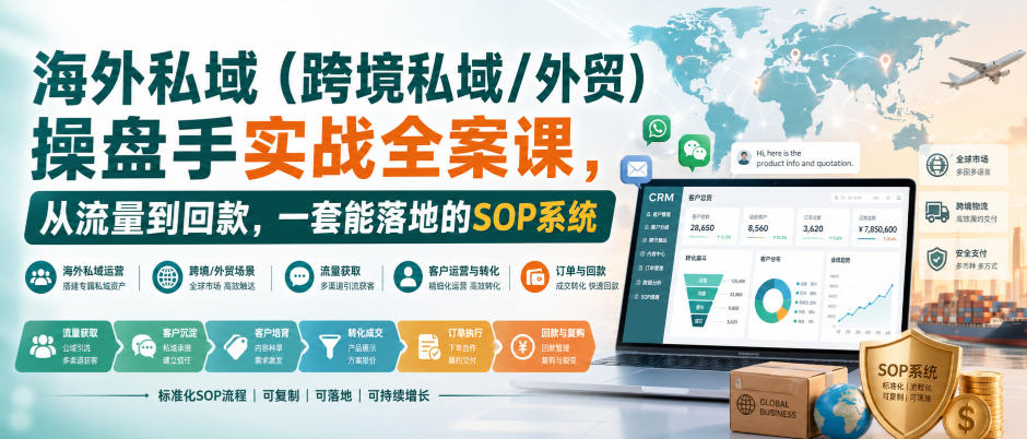 海外私域(跨境私域/外贸)操盘手实战全案课，从流量到回款，一套能落地的SOP系统-孔明聊项目