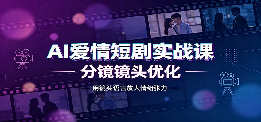 AI爱情短剧实战课：故事剧本创作，分镜镜头优化，智能体提示词-孔明聊项目