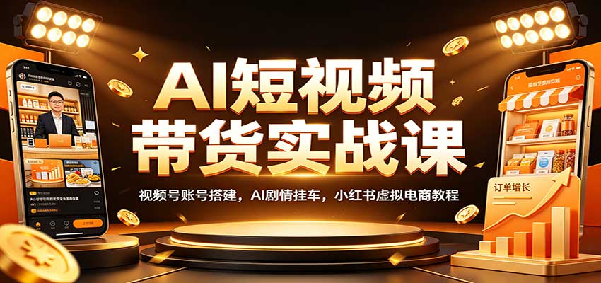 AI短视频带货实战课：视频号账号搭建，AI剧情挂车，小红书虚拟电商教程-孔明聊项目