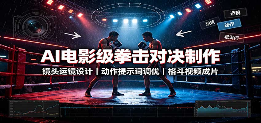 AI电影级拳击对决制作：镜头运镜设计，动作提示词调优，格斗视频成片-孔明聊项目