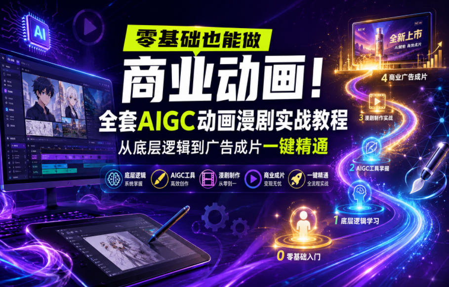 零基础也能做商业动画！全套AIGC动画漫剧实战教程，从底层逻辑到广告成片一键精通(更新0905)-孔明聊项目