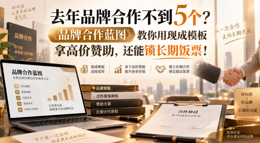 去年品牌合作不到5个？《品牌合作蓝图》教你用现成模板拿高价赞助，还能锁长期饭票！【原创双语字幕】-孔明聊项目