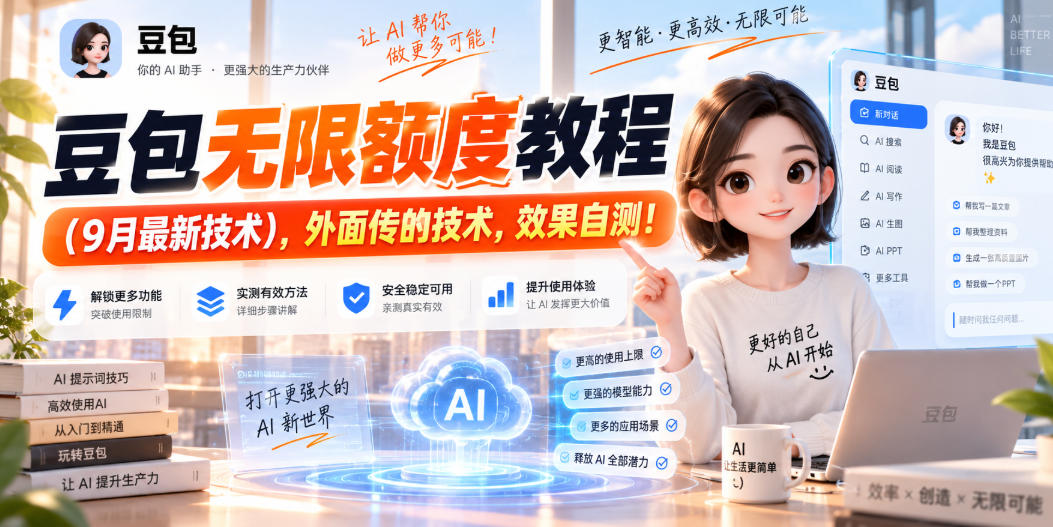 豆包无限额度教程(9月最新技术)，外面传的技术，效果自测！-孔明聊项目