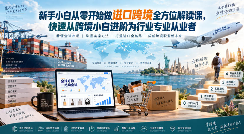 新手小白从零开始做进口跨境全方位解读课，快速从跨境小白进阶为行业专业从业者-孔明聊项目