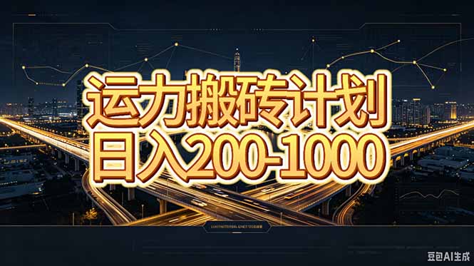 运力搬砖，风口项目。当日收益稳定200-1000。 每天仅需一小时，新人轻松上手。-孔明聊项目