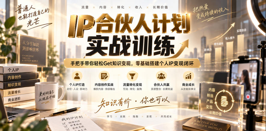 IP合伙人计划实战训练，手把手带你轻松Get知识变现，零基础搭建个人IP变现闭环(更新260908)-孔明聊项目