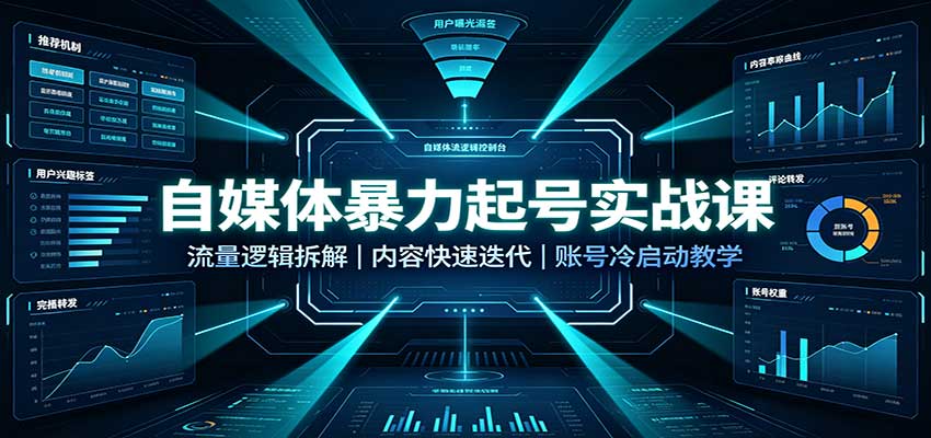 自媒体暴力起号实战课：流量逻辑拆解，内容快速迭代，账号冷启动教学-孔明聊项目