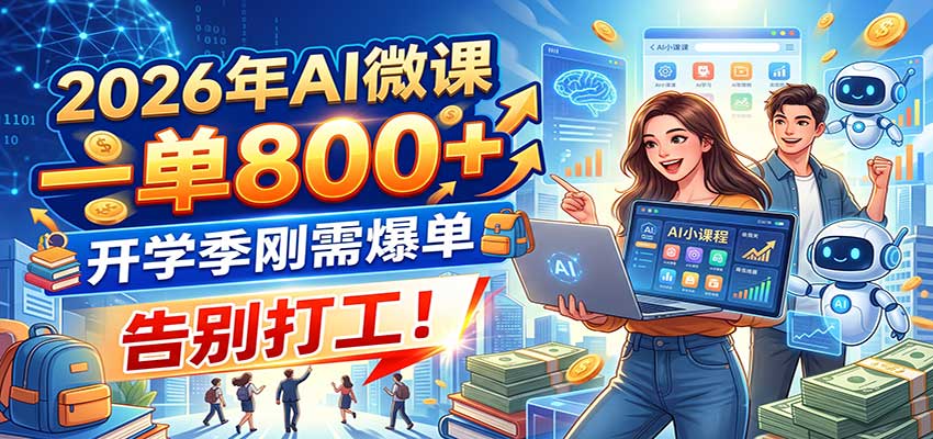 2026年AI微课，一单800+，开学季刚需爆单，告别打工！-孔明聊项目