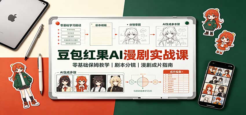 豆包红果AI漫剧实战课：零基础保姆教学，剧本分镜，漫剧成片指南-孔明聊项目