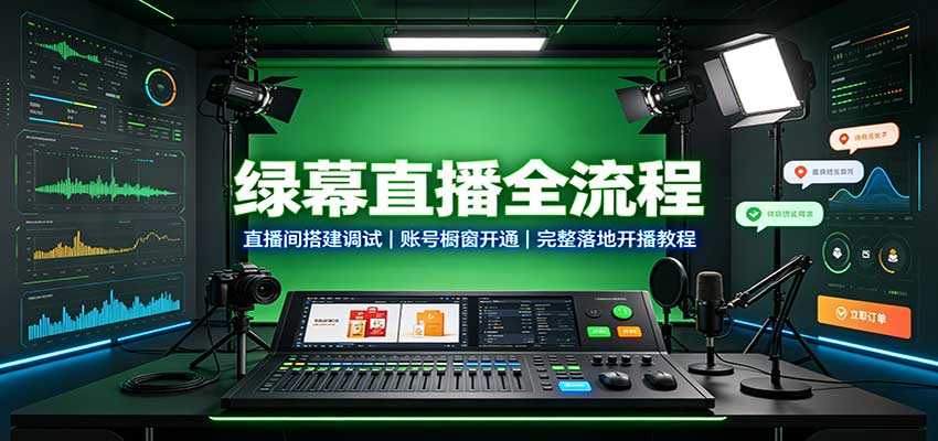 绿幕直播全流程：直播间搭建调试，账号橱窗开通，完整落地开播教程-孔明聊项目
