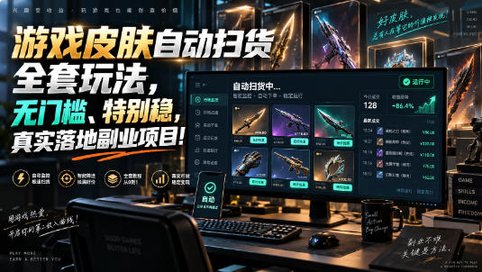 游戏皮肤自动扫货全套玩法，无门槛、特别稳，真实落地副业项目！【揭秘】-孔明聊项目