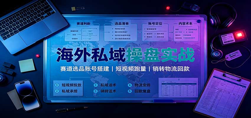 海外私域操盘实战：赛道选品账号搭建，短视频跑量，销转物流回款-孔明聊项目