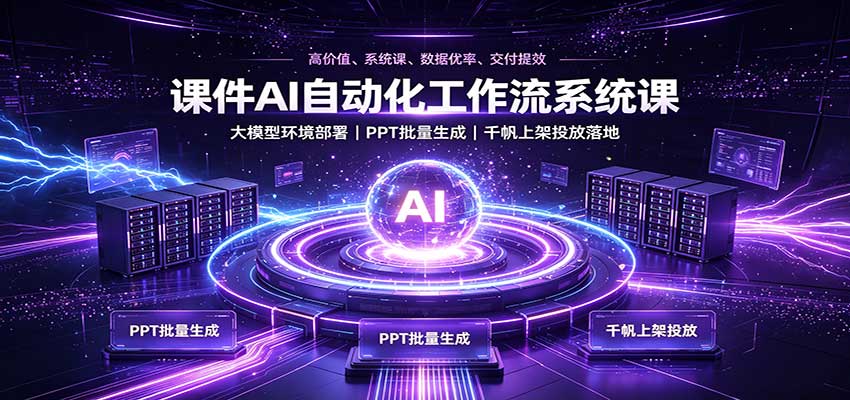 课件AI自动化工作流系统课：大模型环境部署，PPT批量生成，千帆上架投放落地-孔明聊项目