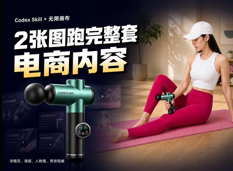 Codex+Skill+无限画布：两张图跑出一整套电商内容-孔明聊项目