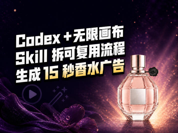 我把Amazon香水视频拆成Codex Skill：无限画布负责最后15秒-孔明聊项目