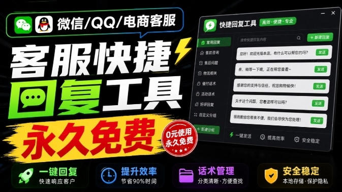 微信/QQ/电商客服快捷回复工具，支持多平台话术库与一键发送，永久免费，使用简单！易歪歪-孔明聊项目