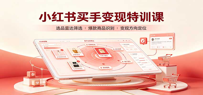小红书买手变现特训课：账号定位养号起号，选品挂车，笔记标题封面全套教学-孔明聊项目
