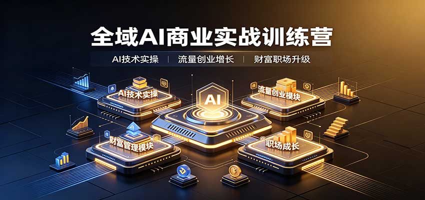 全域AI商业实战训练营：涵盖AI技术实操、流量创业、财富管理与职场成长全体系内容-孔明聊项目